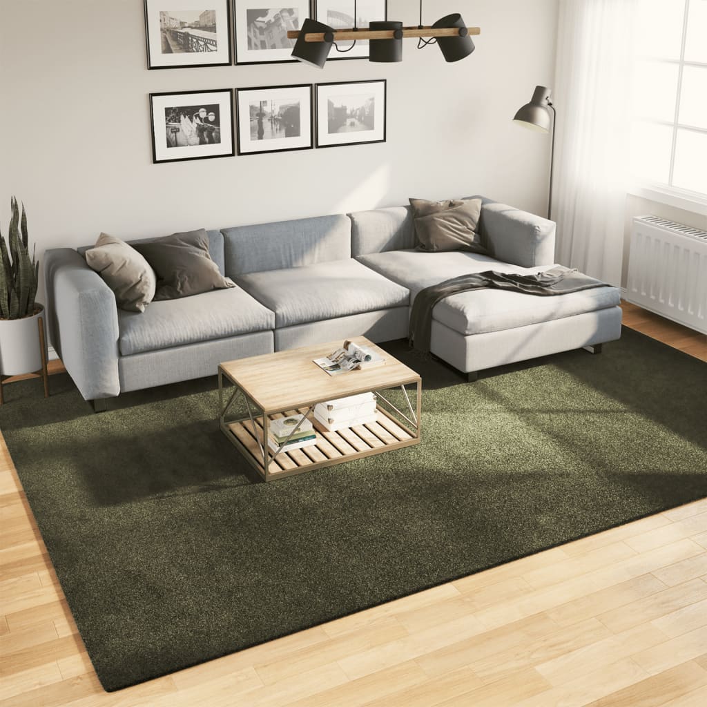Rug HUARTE Short Pile Soft and Washable Forest Green 240x340 cm - Sid & Sam