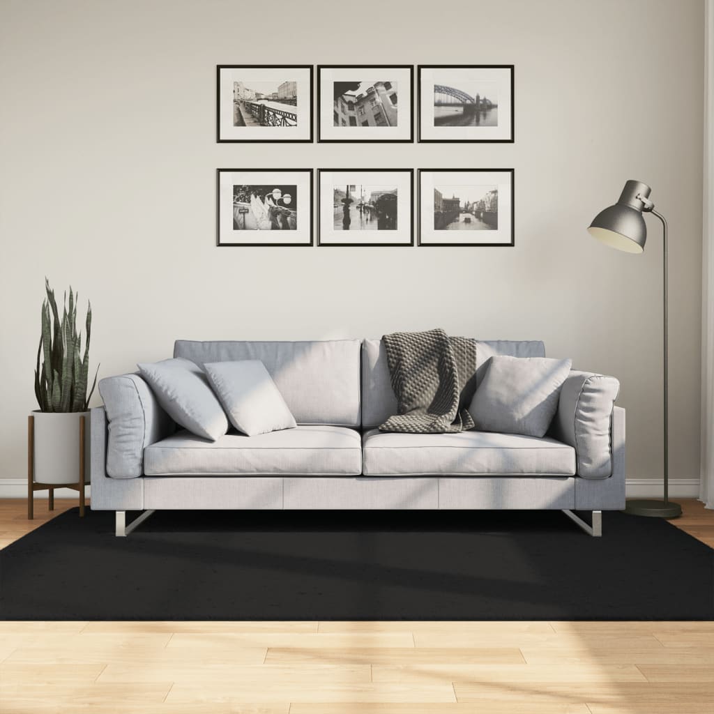 Rug Short Pile Soft and Washable Black 140x200cm - Casper Homes