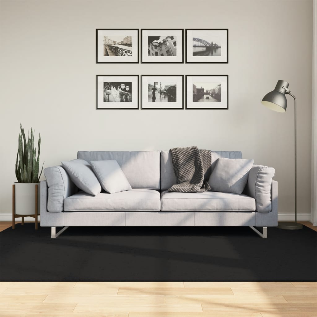 Rug Short Pile Soft and Washable Black 160x230cm - Casper Homes