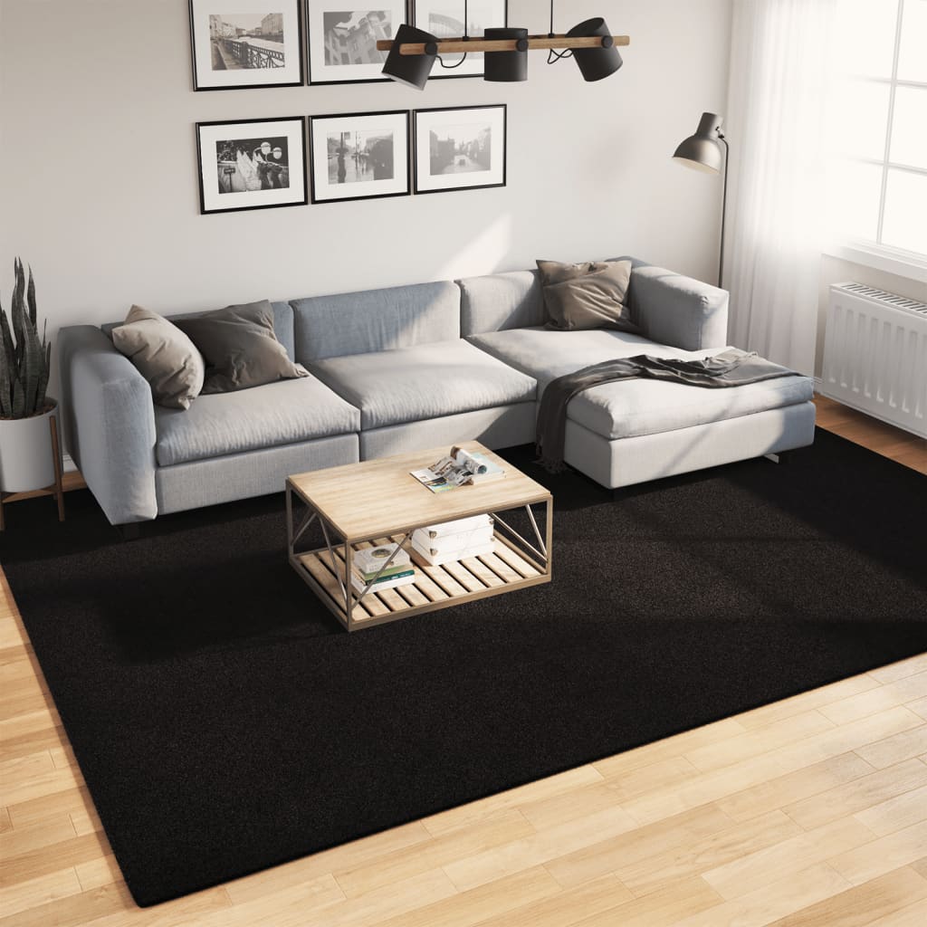 Rug HUARTE Short Pile Soft and Washable Black 240x340 cm - Sid & Sam