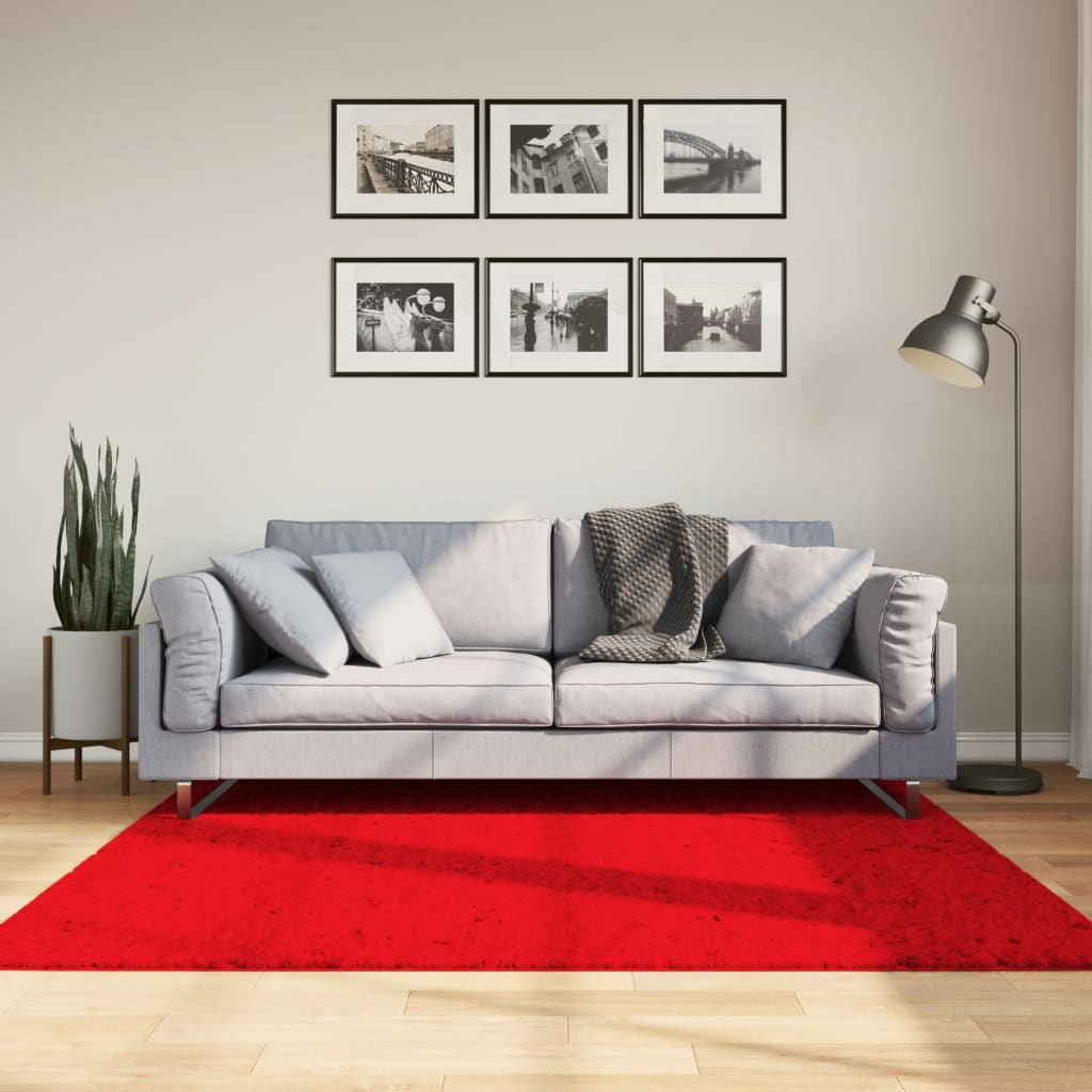 Rug Short Pile Soft and Washable Red 160x160cm - Brittle & Co
