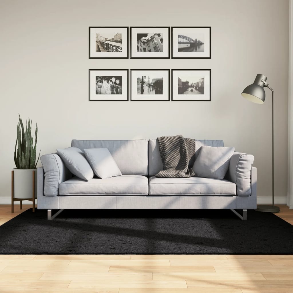 Shaggy Rug High Pile Modern Black 140x200cm - Style and Chic