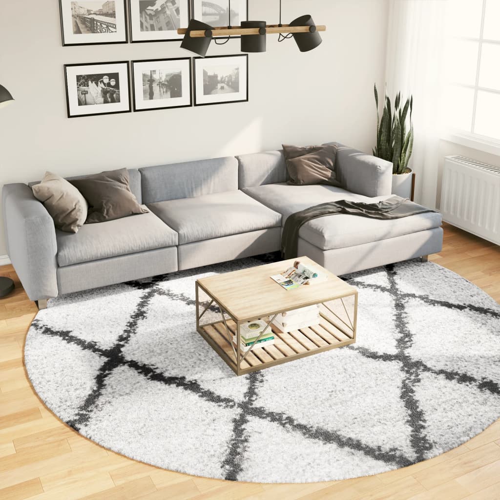 Shaggy Rug High Pile Modern Cream and Black 280cm - All Things Good