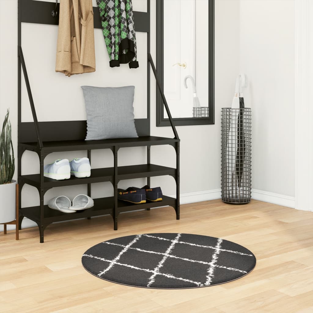 Shaggy Rug High Pile Modern Black and Cream 80cm - Style and Chic