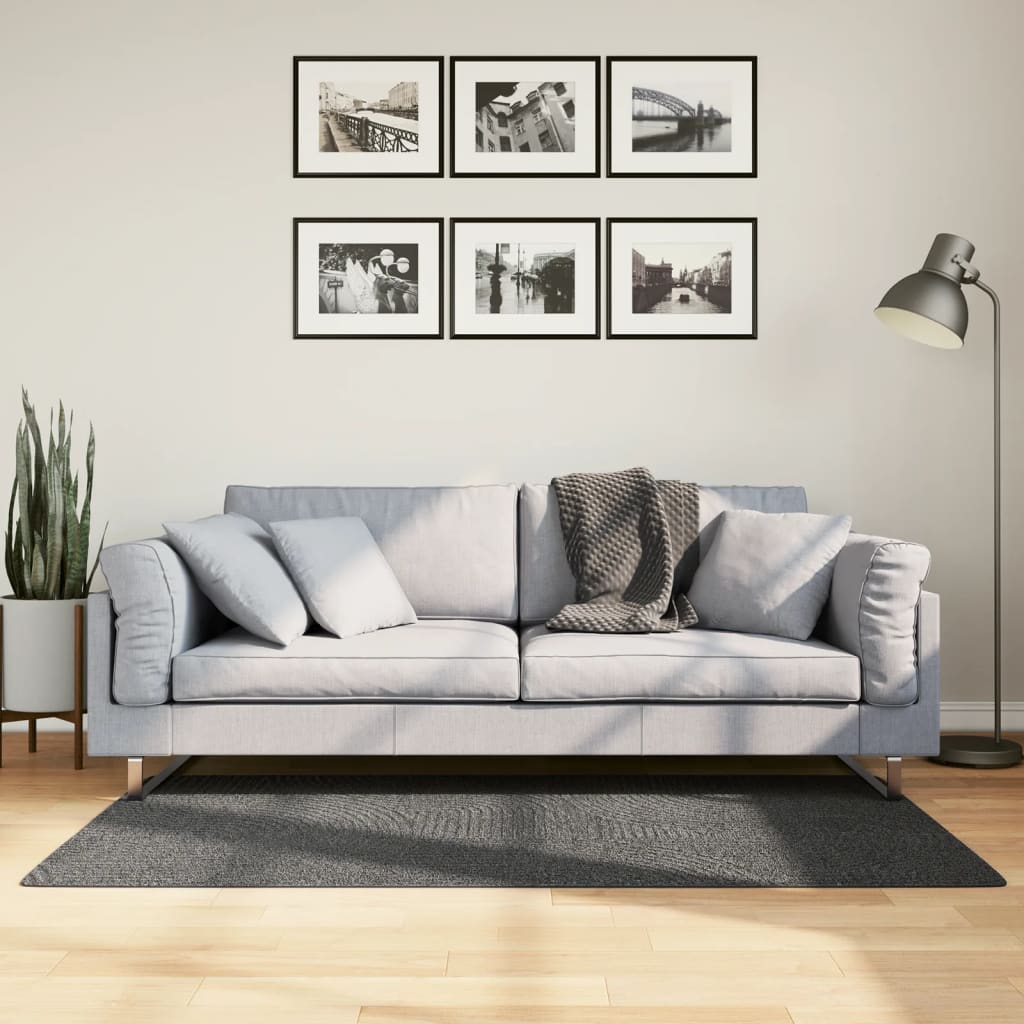Rug IZA Short Pile Scandinavian Look Anthracite 80x150 cm - Design Hut