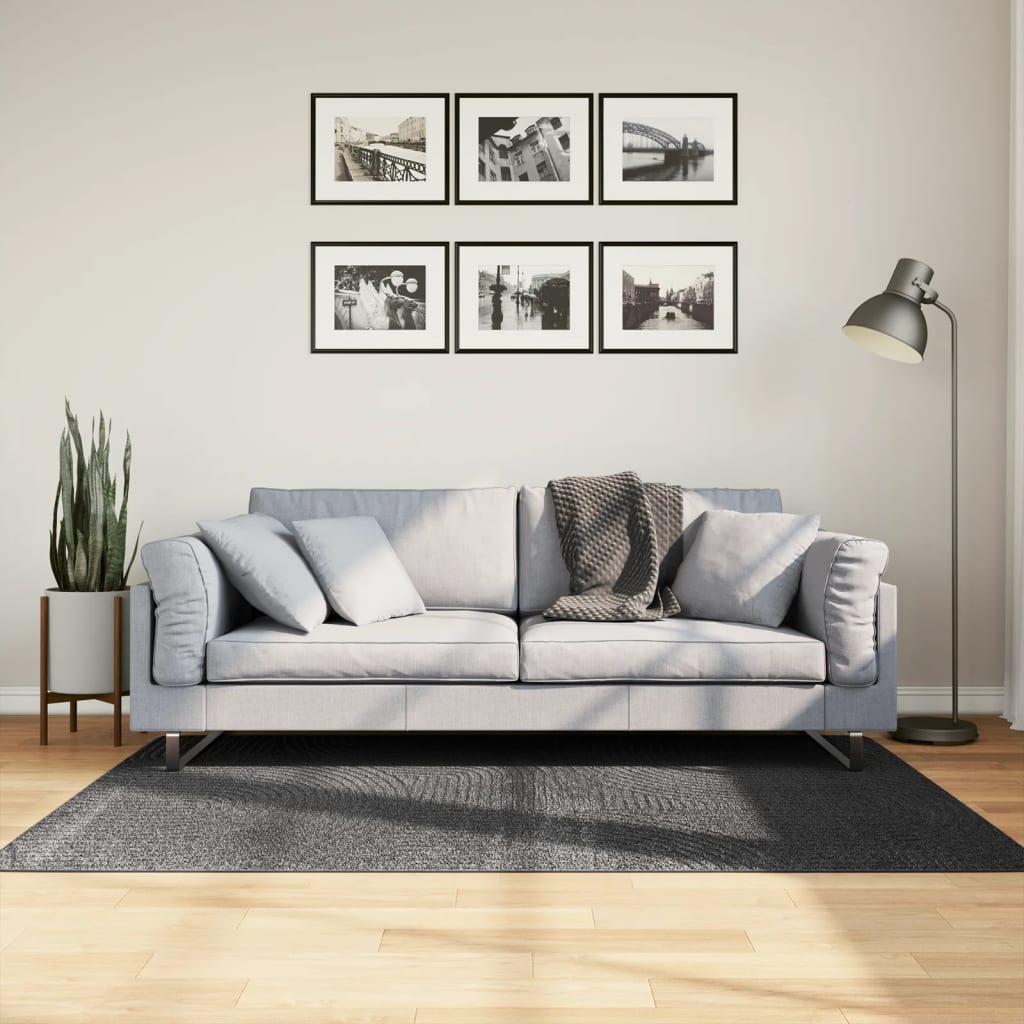 Rug IZA Short Pile Scandinavian Look Anthracite 120x170 cm - Tyrell & Tyrell