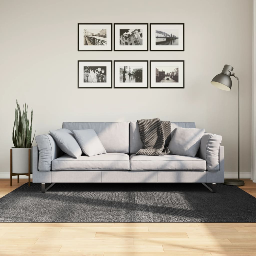 Rug IZA Short Pile Scandinavian Look Anthracite 140x200cm - The Home Maker