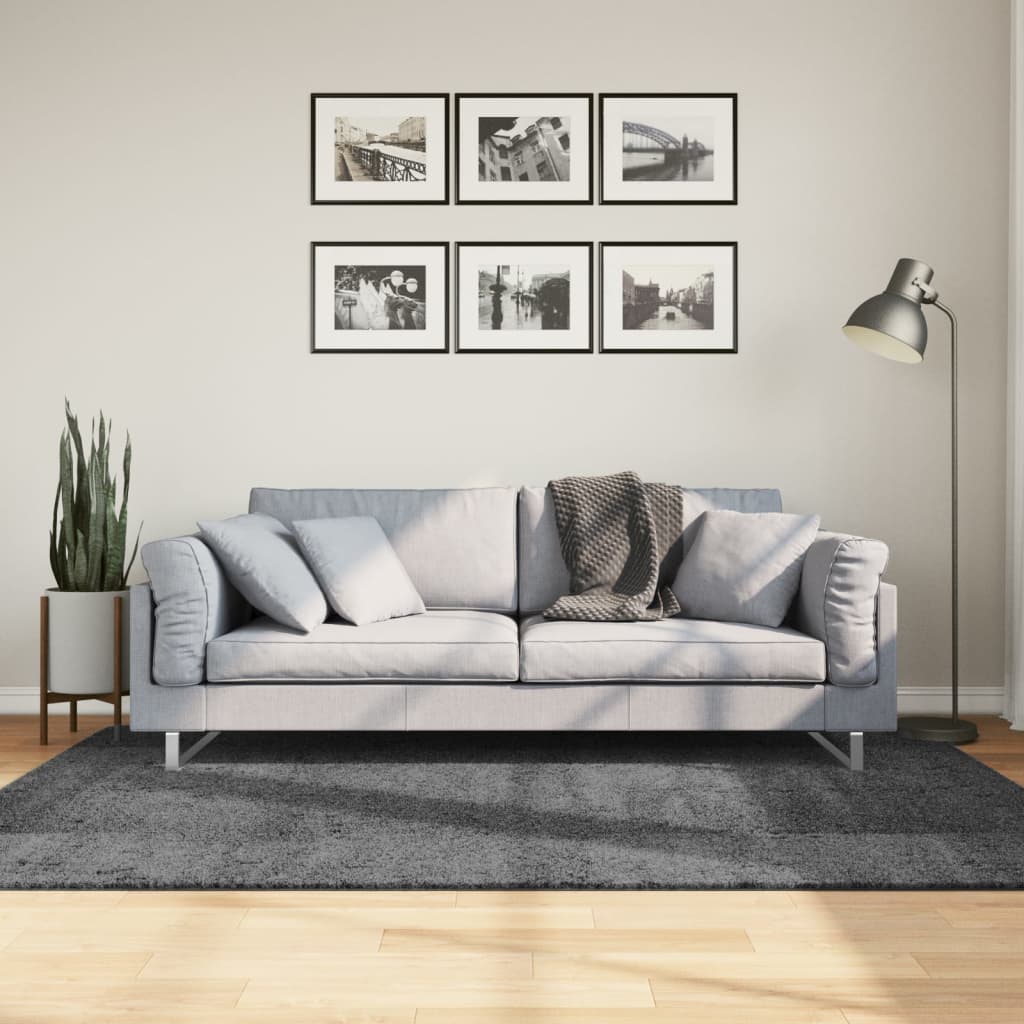 Rug OVIEDO Short Pile Anthracite 140x200cm - The Home Maker