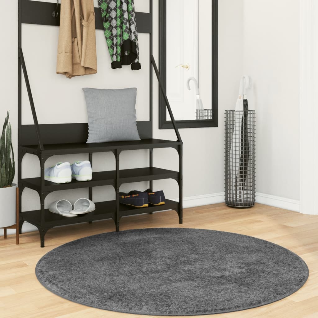 Rug OVIEDO Short Pile Anthracite 120cm - All Things Good