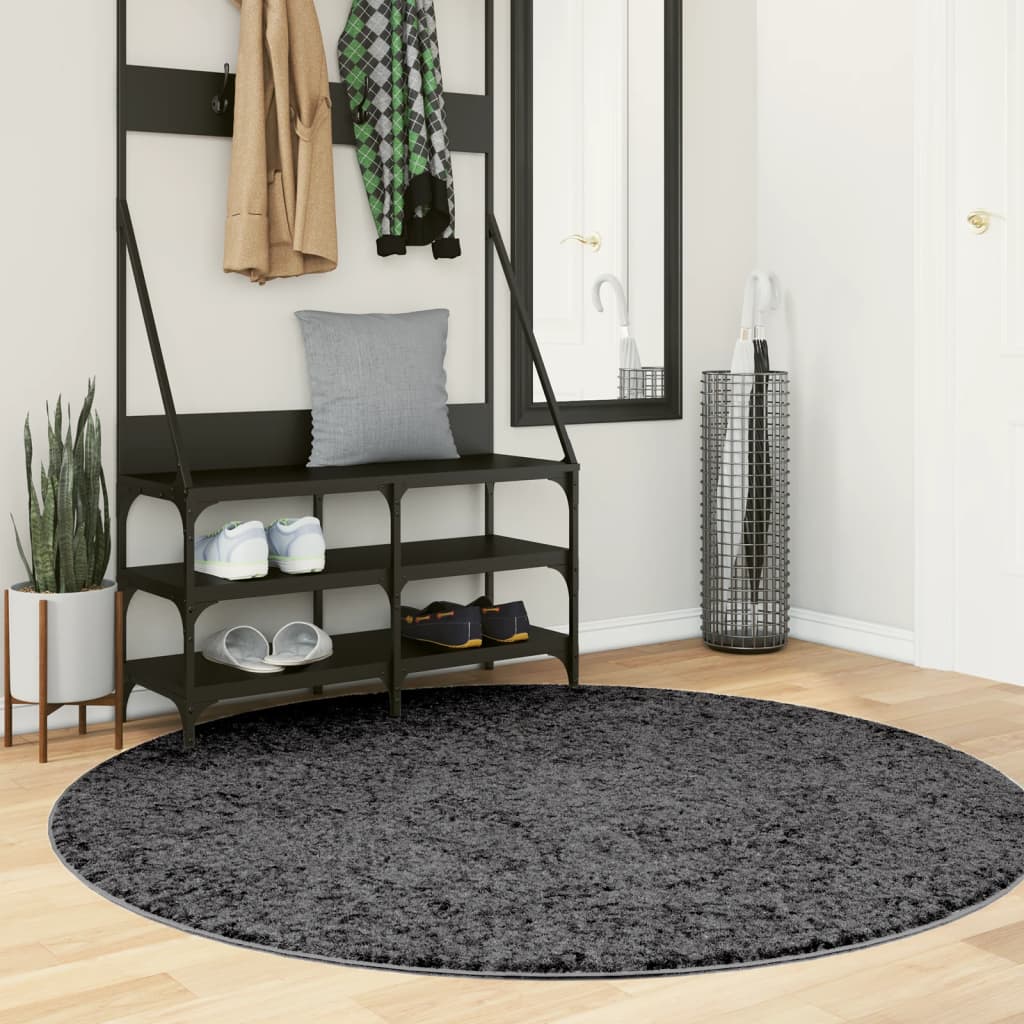 Rug OVIEDO Short Pile Anthracite 160 cm - Design Hut