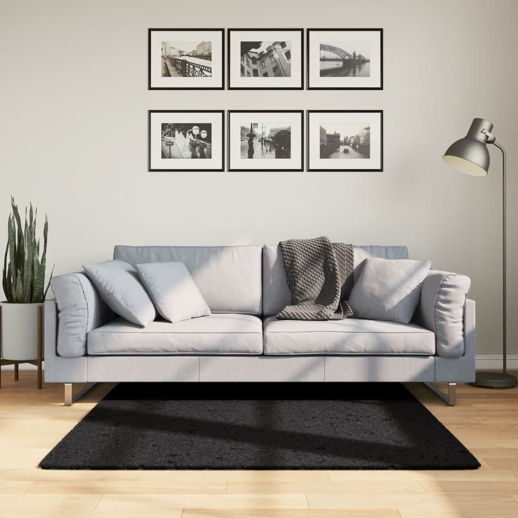Rug OVIEDO Short Pile Black 120x120 cm - Tyrell & Tyrell