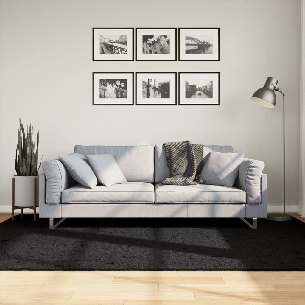 Rug OVIEDO Short Pile Black 160x230cm - The Home Maker