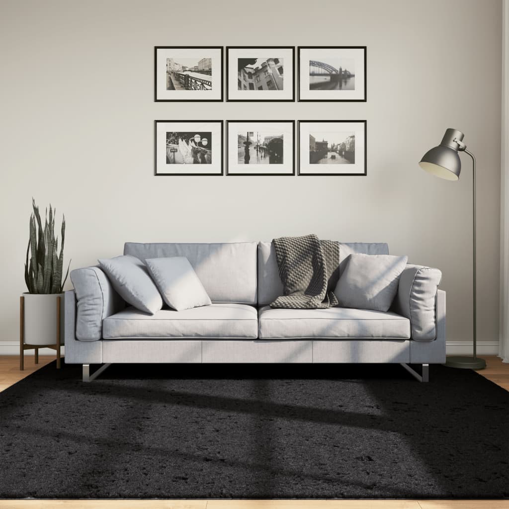Rug OVIEDO Short Pile Black 200x200 cm - Charlotte Dunes