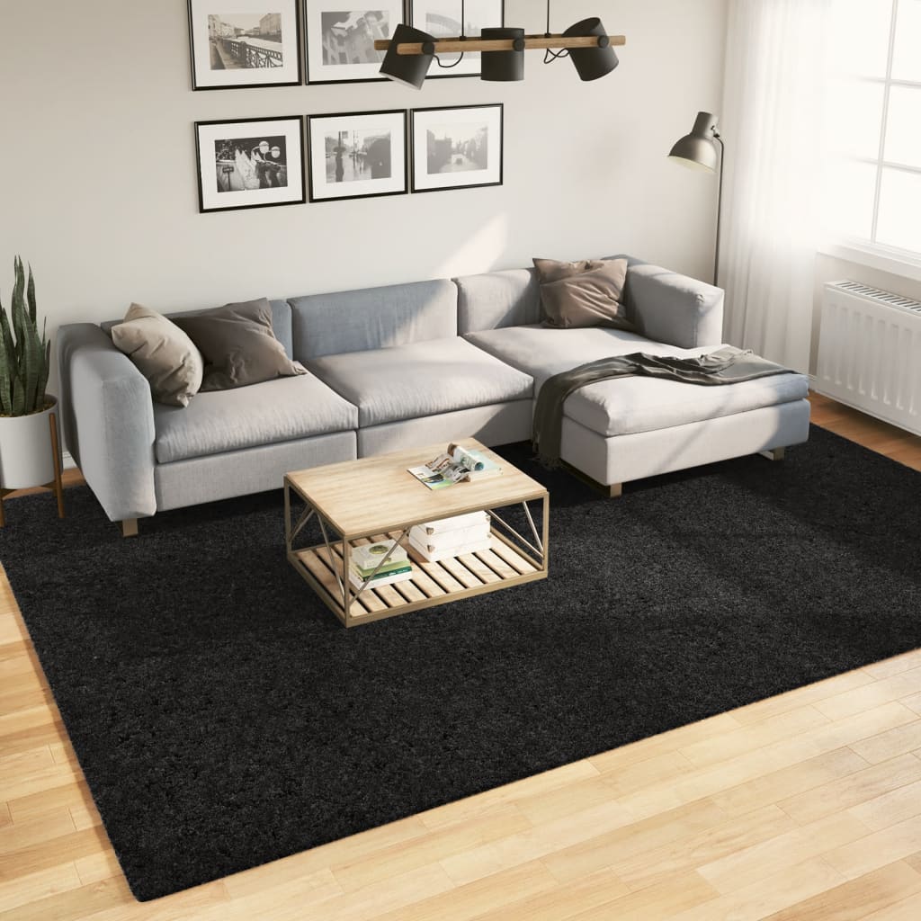 Rug OVIEDO Short Pile Black 240x340cm - All Things Good