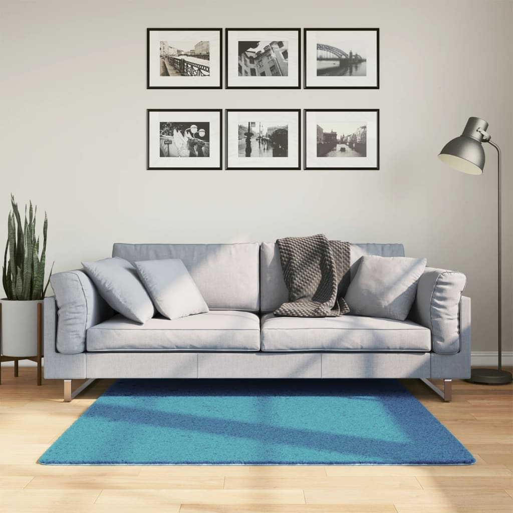 Rug OVIEDO Short Pile Turquoise 120x120 cm - Tyrell & Tyrell