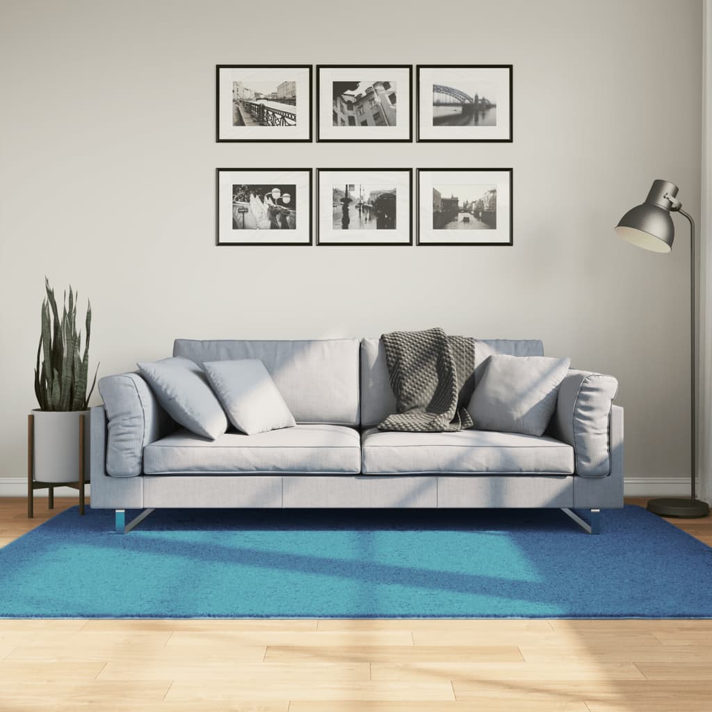 Rug OVIEDO Short Pile Turquoise 140x200 cm - Charlotte Dunes