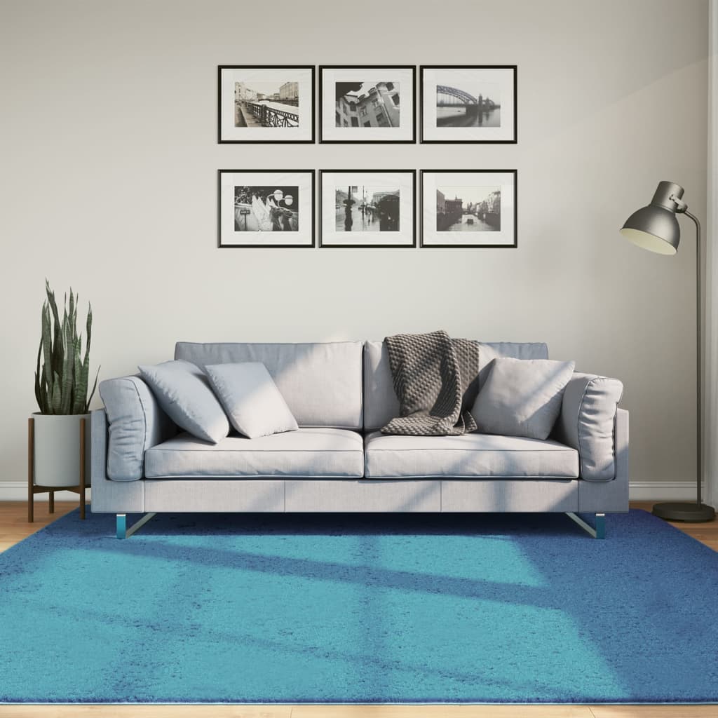 Rug OVIEDO Short Pile Turquoise 200x200 cm - Charlotte Dunes