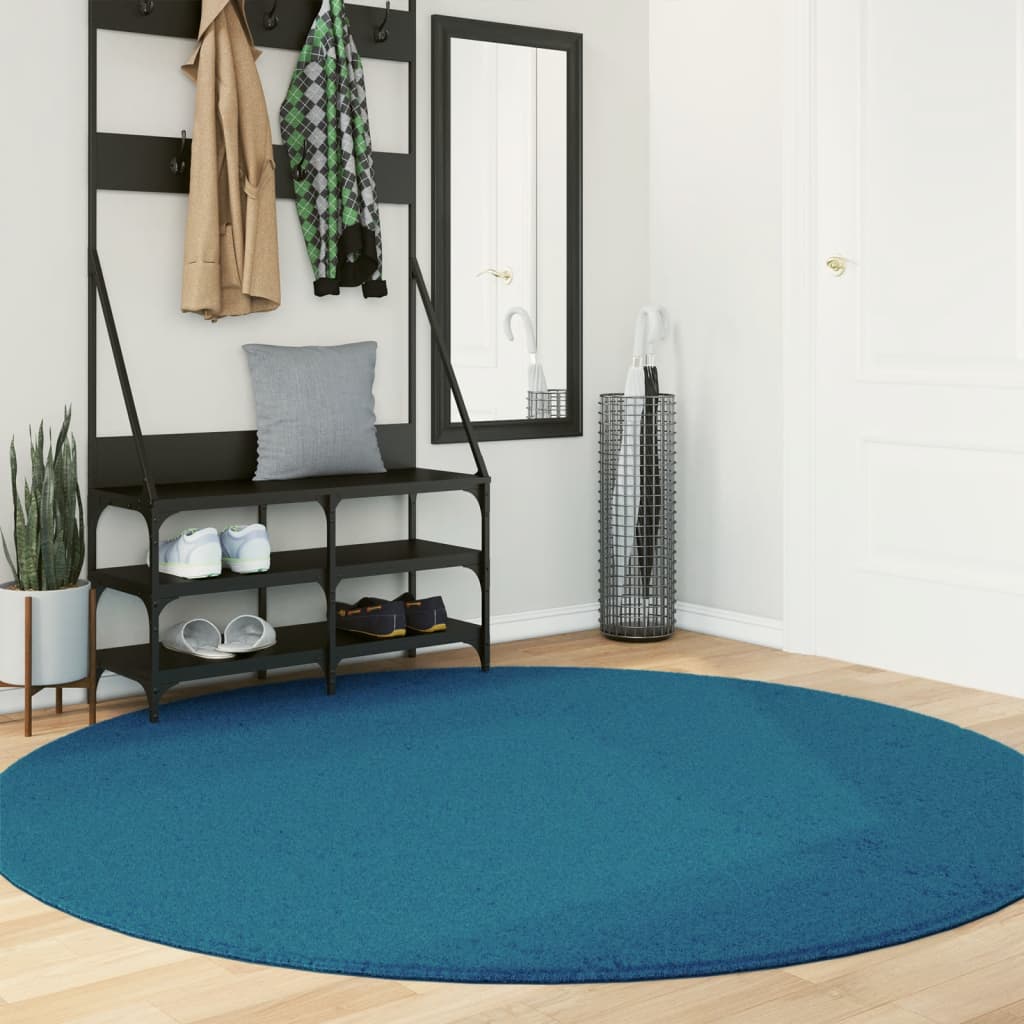 Rug OVIEDO Short Pile Turquoise 200 cm - Design Hut