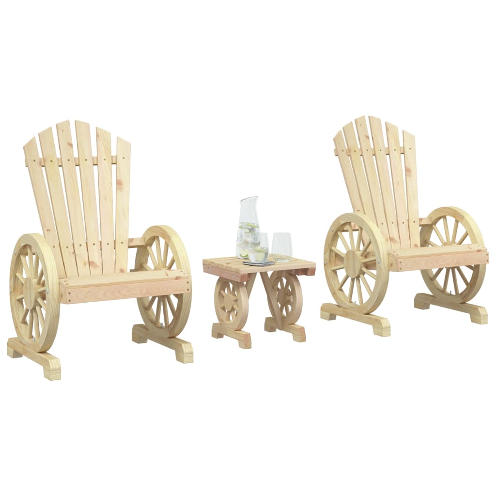 3 Piece Garden Lounge Set Solid Wood Fir - vid-3207121 - Direct Imports