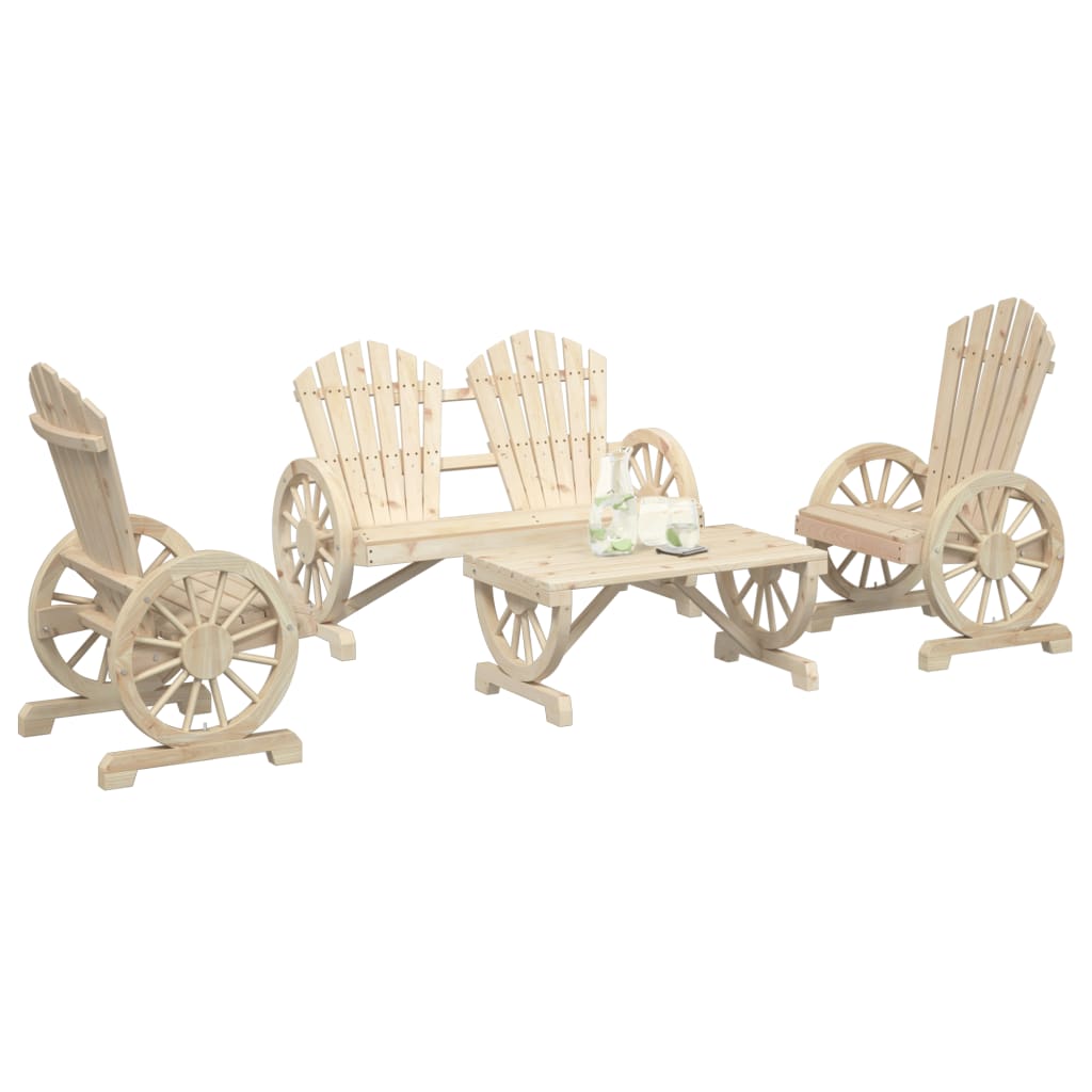 4 Piece Garden Lounge Set Solid Wood Fir - The Home Maker