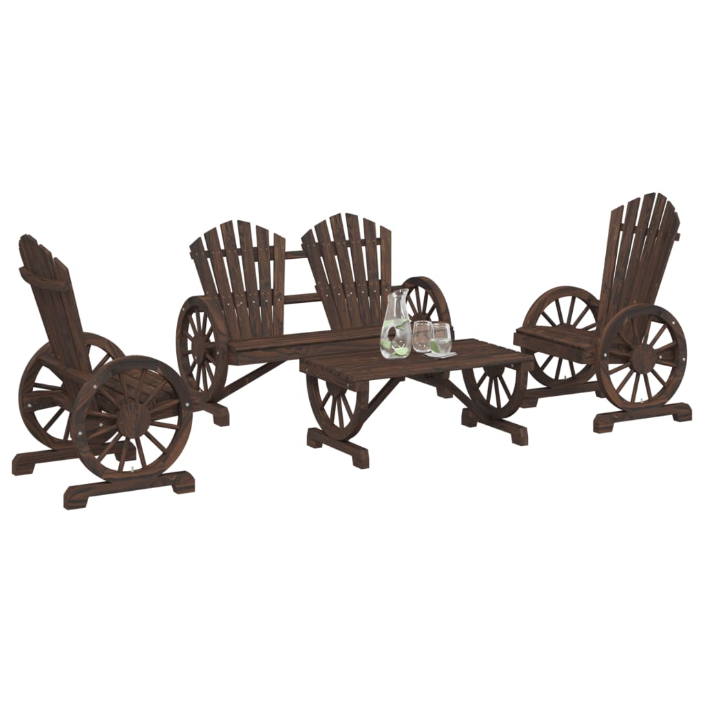 4 Piece Garden Lounge Set Solid Wood Fir - Unbeatable Bargains