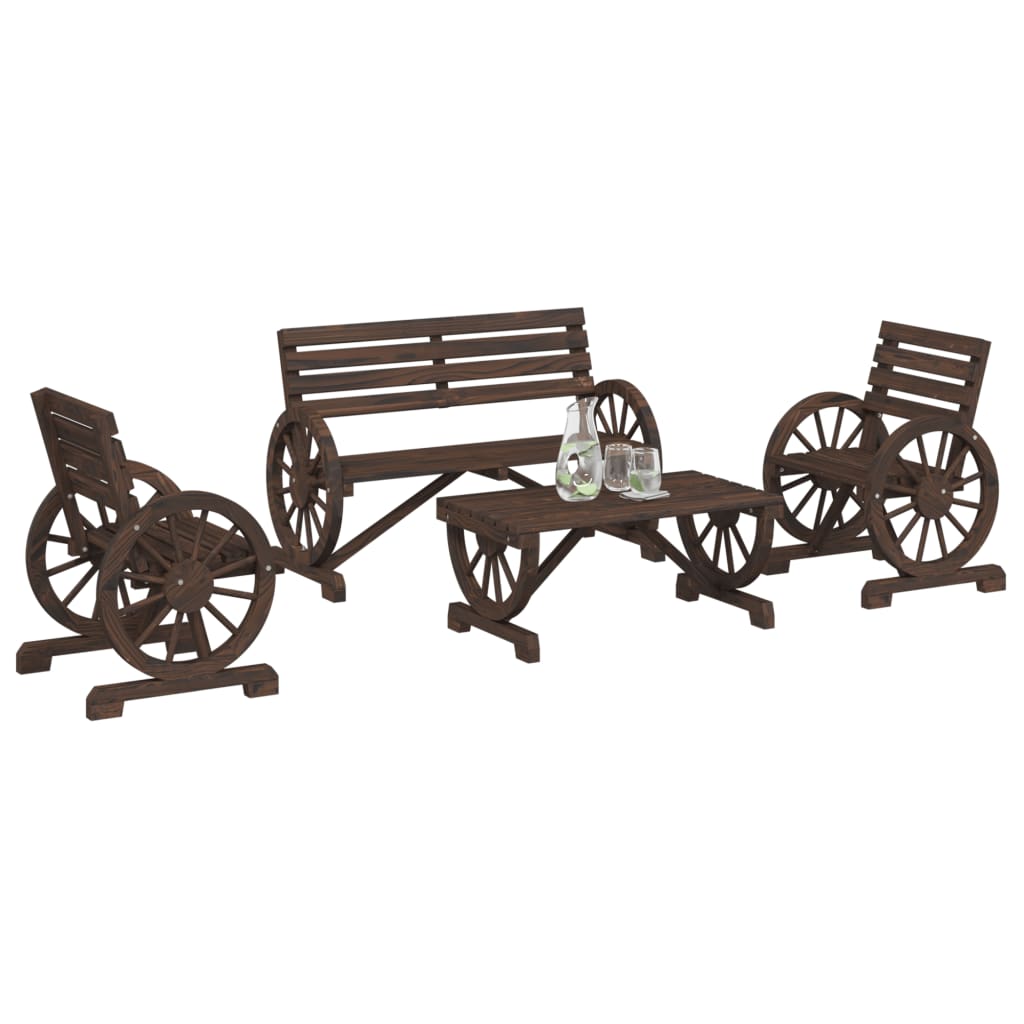 4 Piece Garden Lounge Set Solid Wood Fir - vid-3207132 - Decor Base