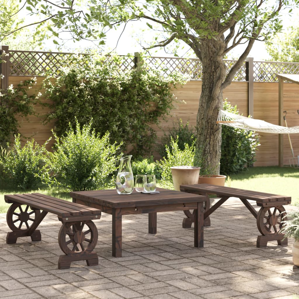 Garden Benches 2 pcs Solid Wood Fir - Design Hut