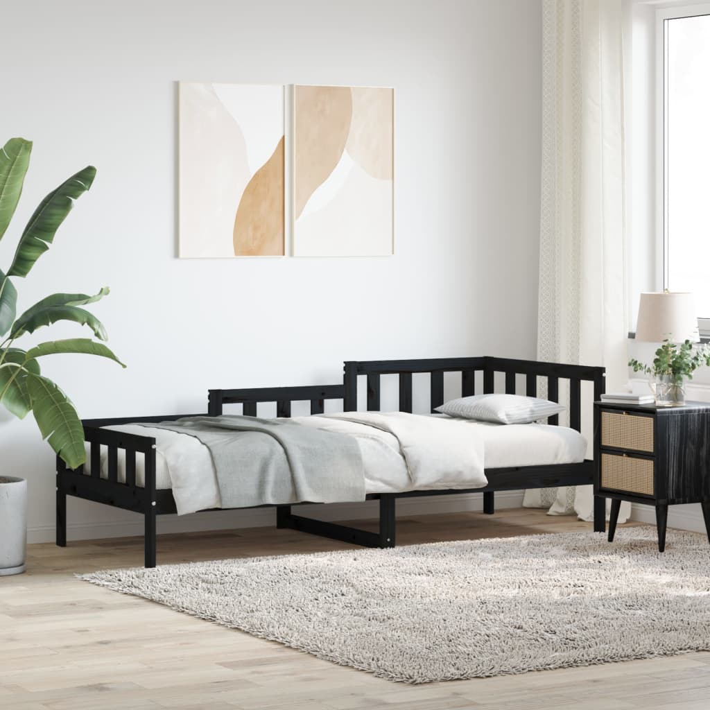 Day Bed Black 80x200 cm Solid Wood Pine - Brittle & Co