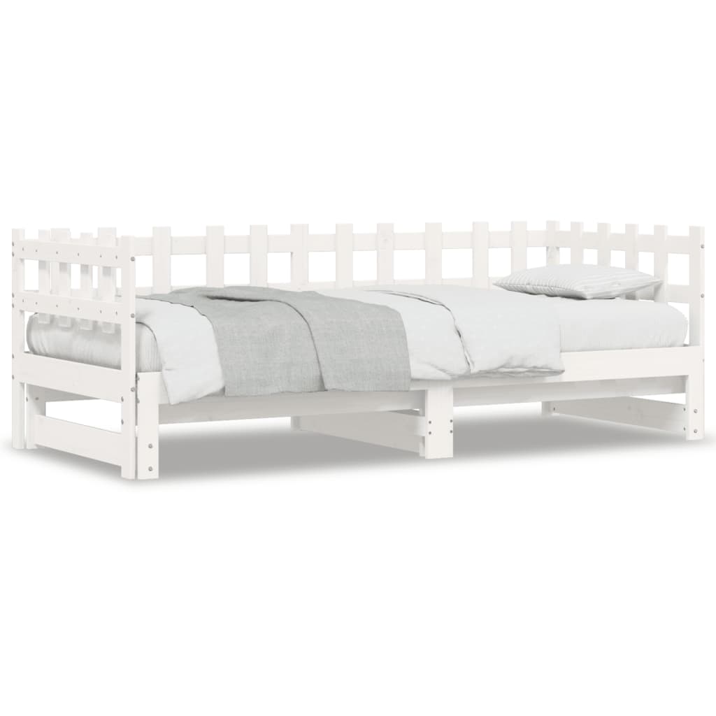 Pull-out Day Bed White 2x(80x200) cm Solid Wood Pine - Style and Chic