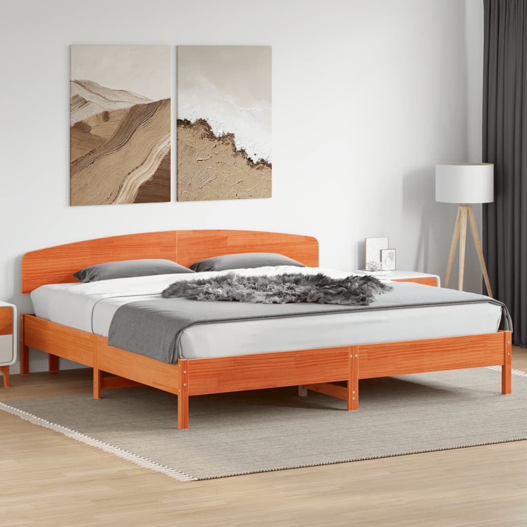 Bedframe Wax Brown 180x200cm Super King Solid Wood Pine - Design Hut