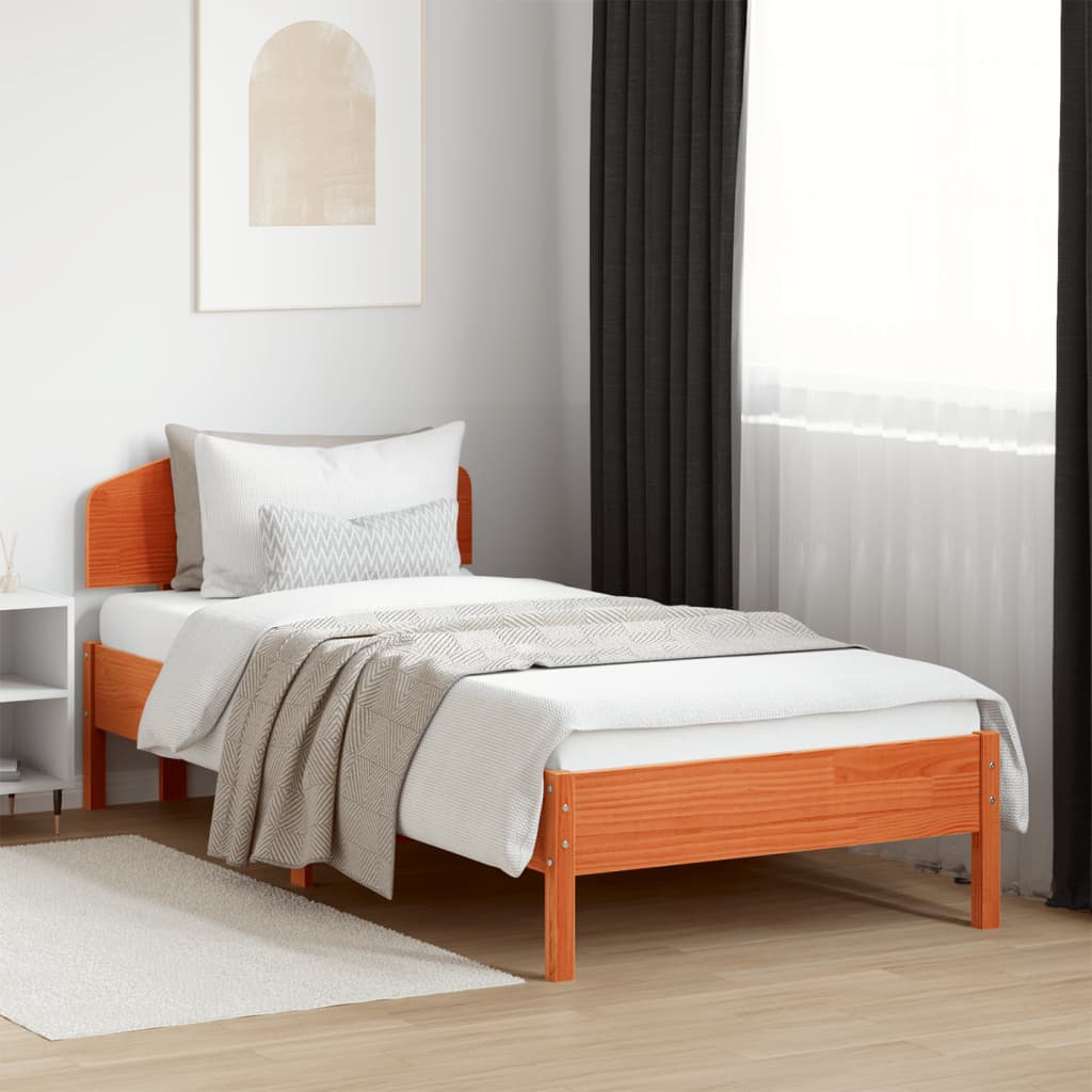 Bedframe Wax Brown 100x200cm Solid Wood Pine - Merkel Designers