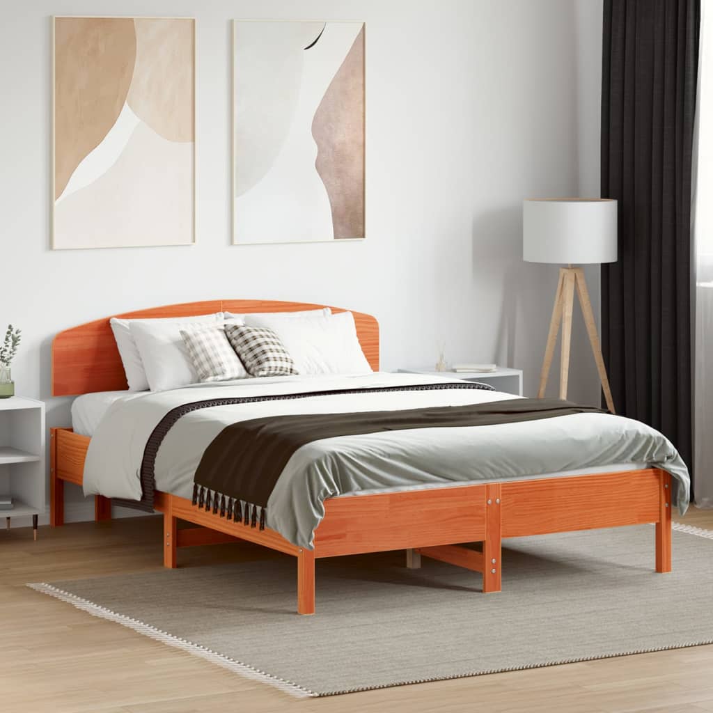 Bedframe Wax Brown 120x190cm Small Double Solid Wood Pine - Charlotte Dunes