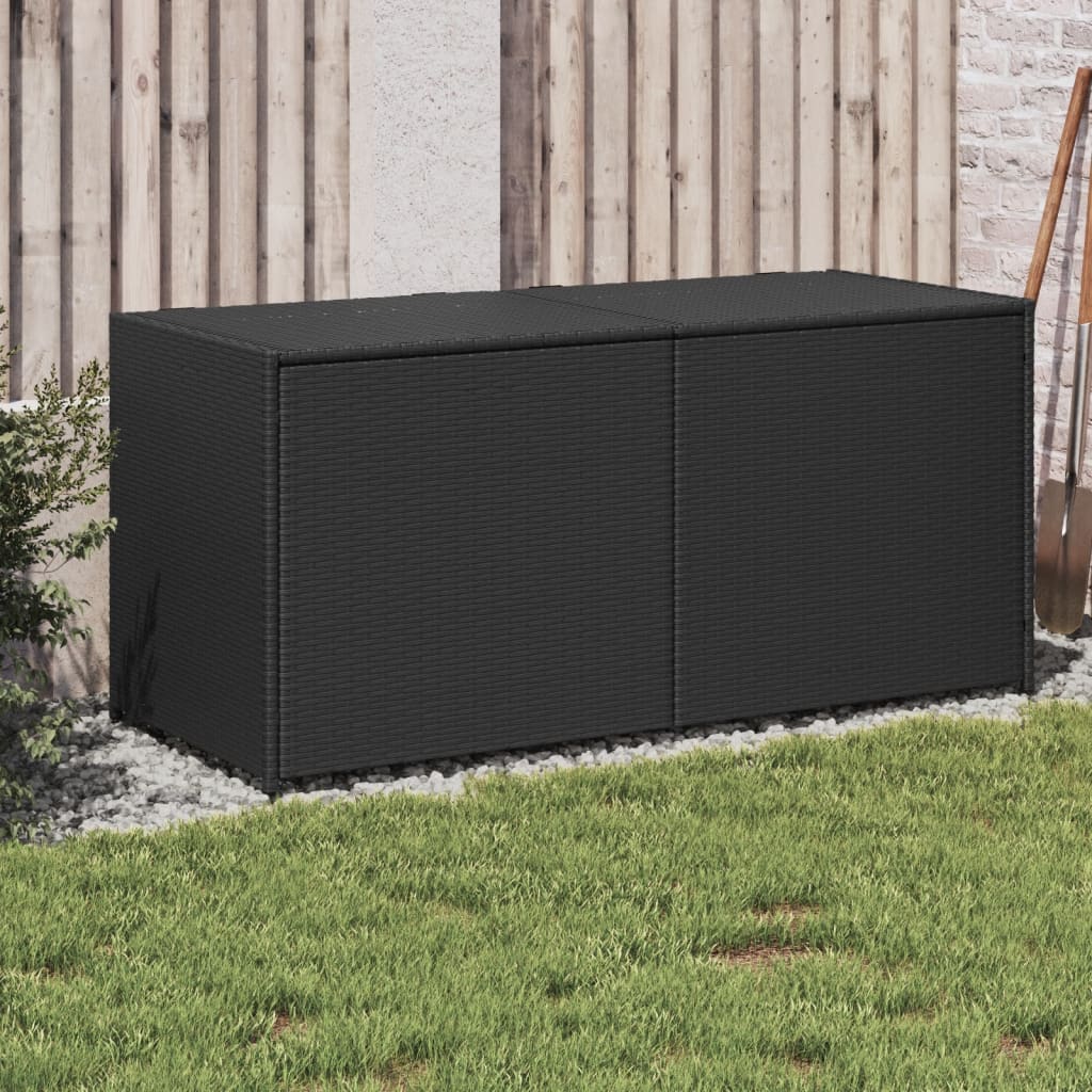 Garden Storage Box Black 283L Poly Rattan - Merkel Designers
