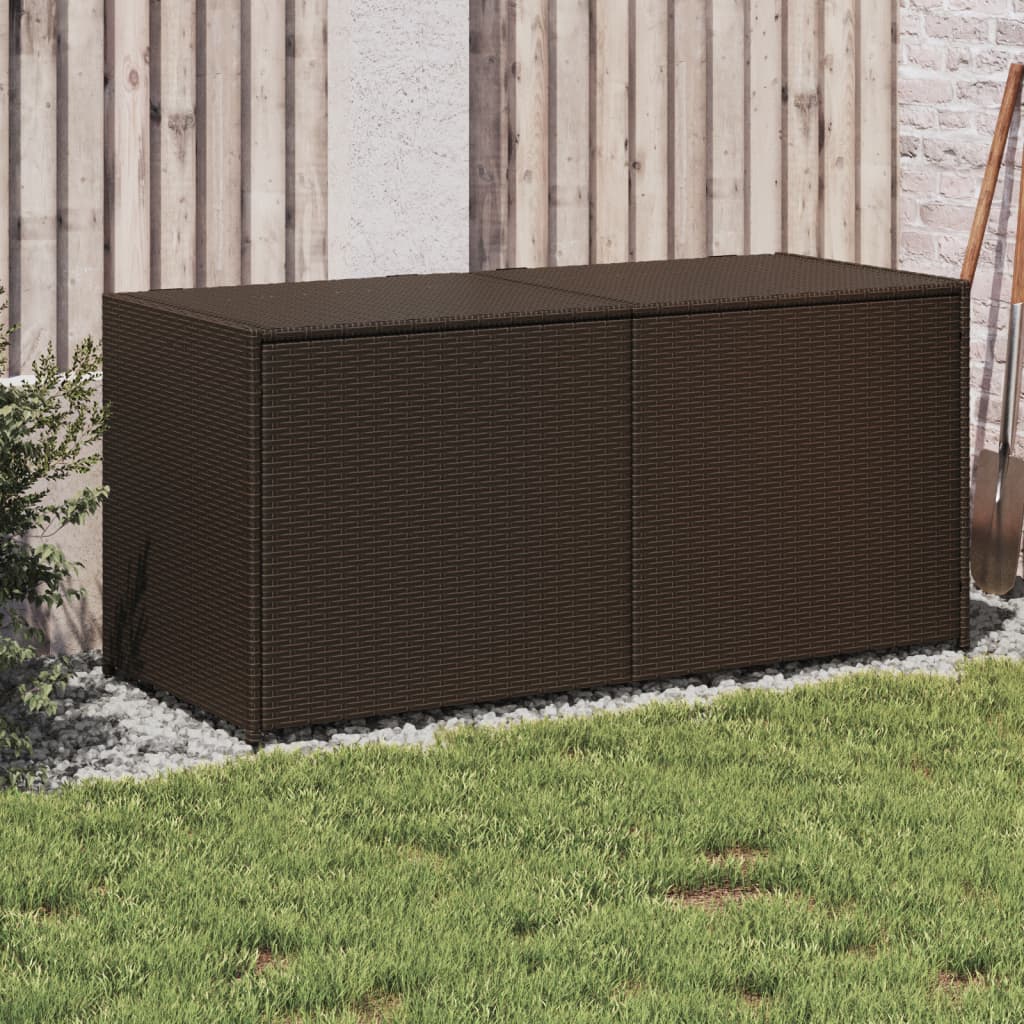 Garden Storage Box Brown 283L Poly Rattan - The Home Maker