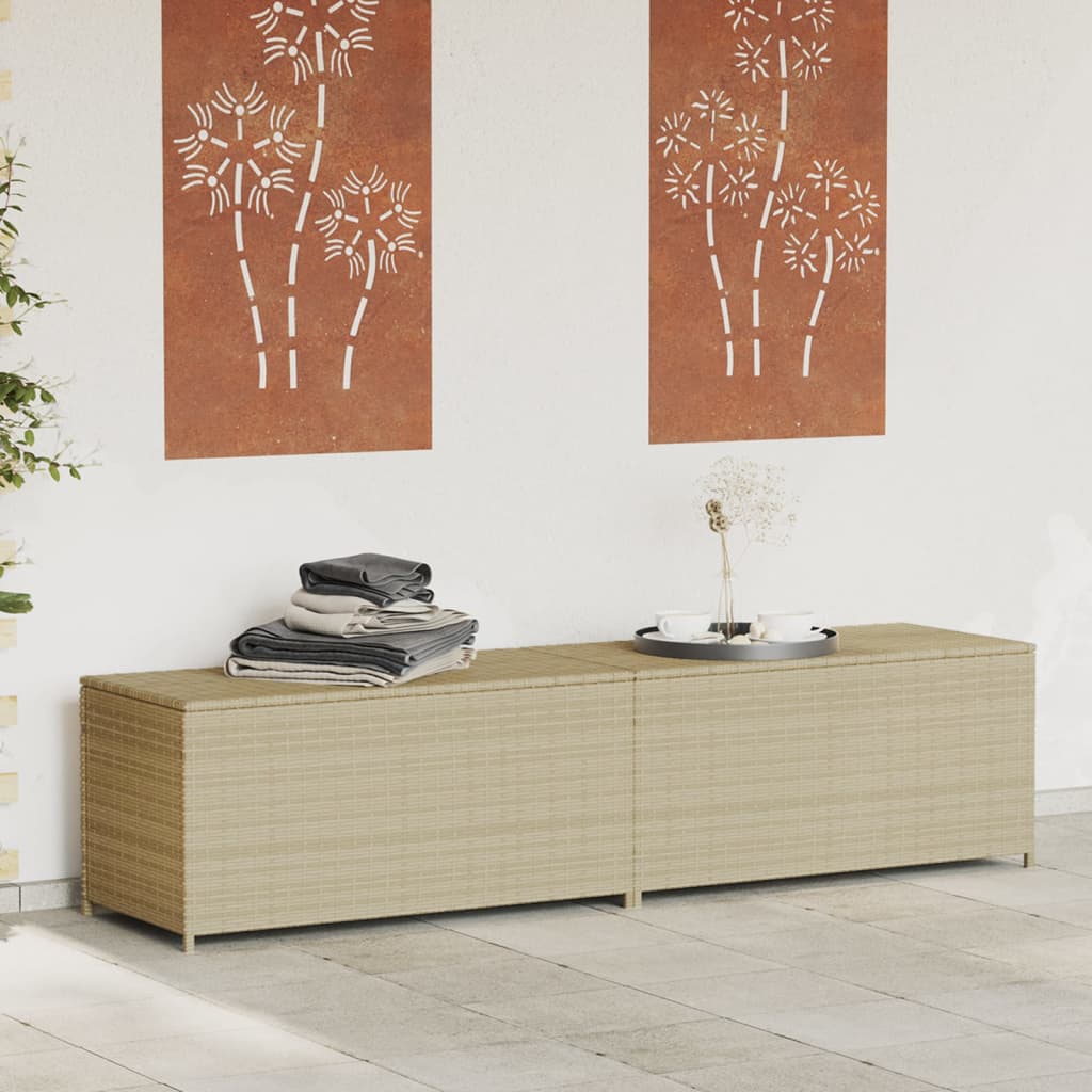 Garden Storage Box Mix Beige 469L Poly Rattan - Merkel Designers