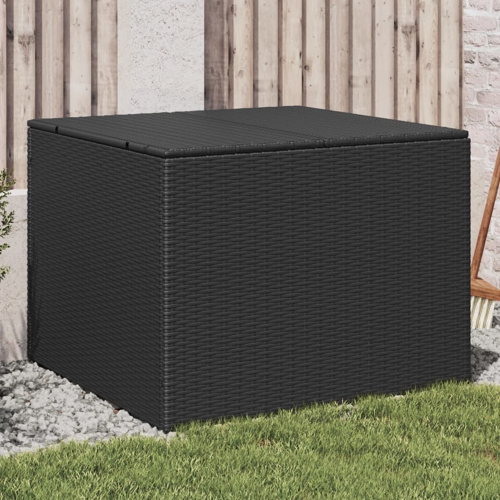 Garden Storage Box Black 291L Poly Rattan - All Things Good