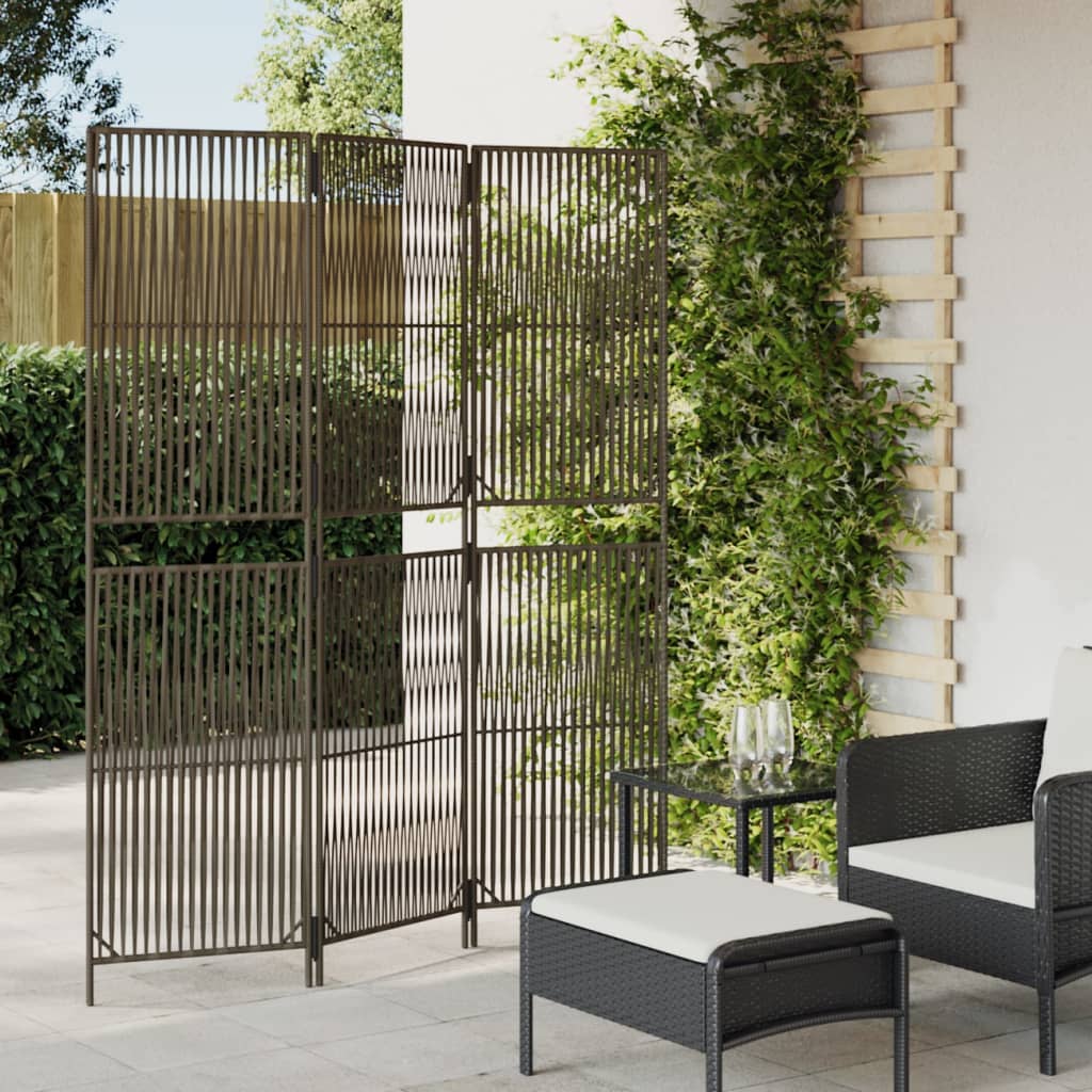 Room Divider 3 Panels Grey Poly Rattan - All Things Good