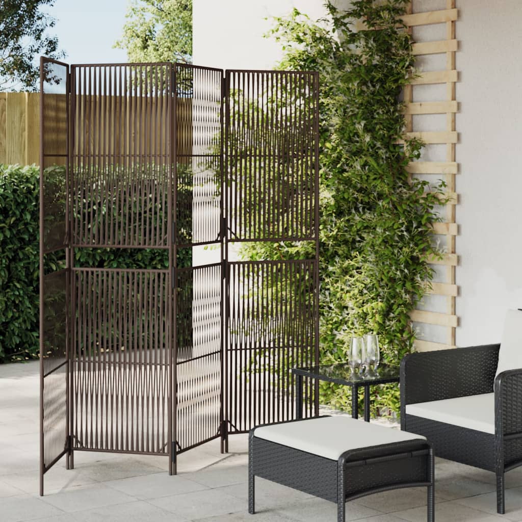 Room Divider 4 Panels Brown Poly Rattan - Casper Homes