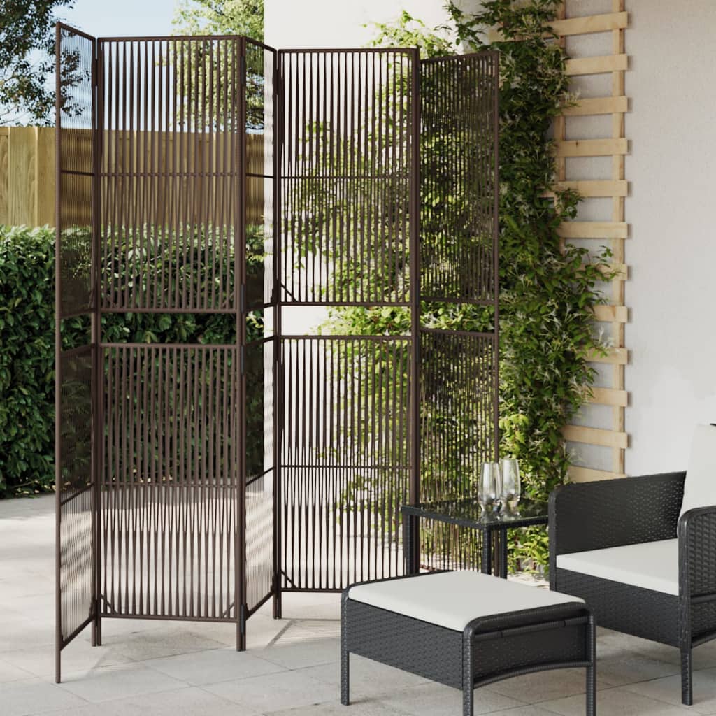 Room Divider 6 Panels Brown Poly Rattan - The Home Maker
