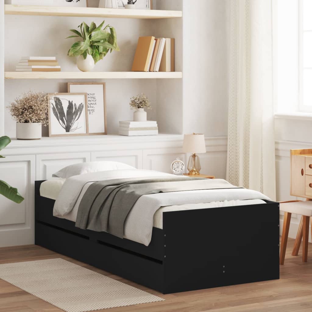 Bed Frame with Drawers Black 100x200 cm - Style and Chic