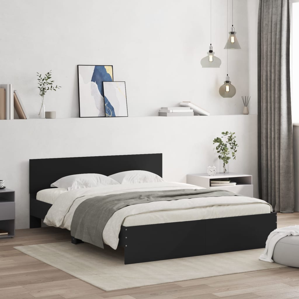 Bed Frame with Headboard Black 150x200 cm King Size - Merlin Deals