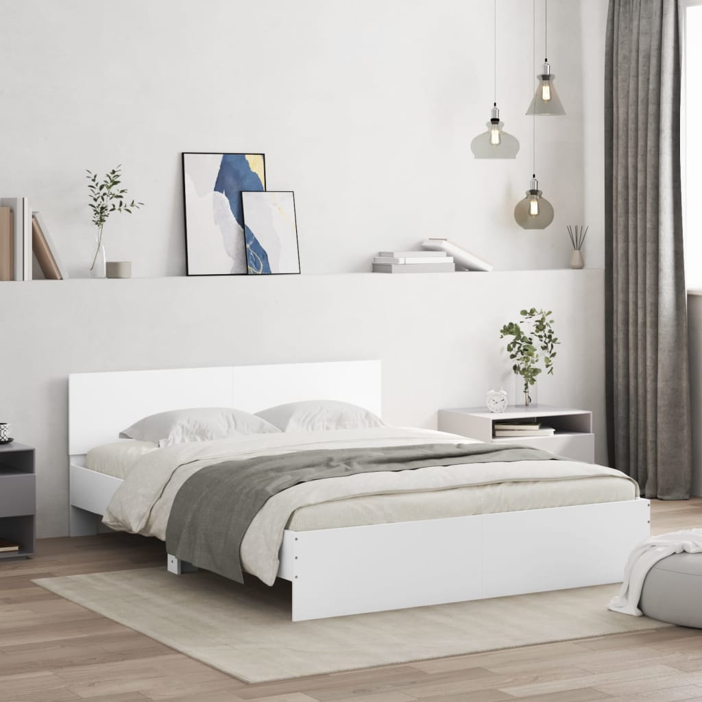 Bed Frame with Headboard White 140x200 cm - The Home Maker