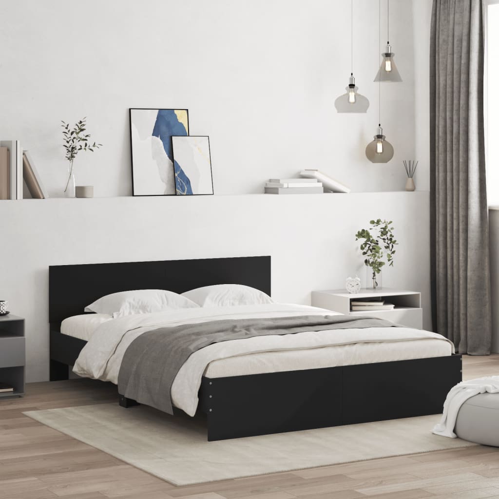 Bed Frame with Headboard Black 140x200 cm - Casper Homes