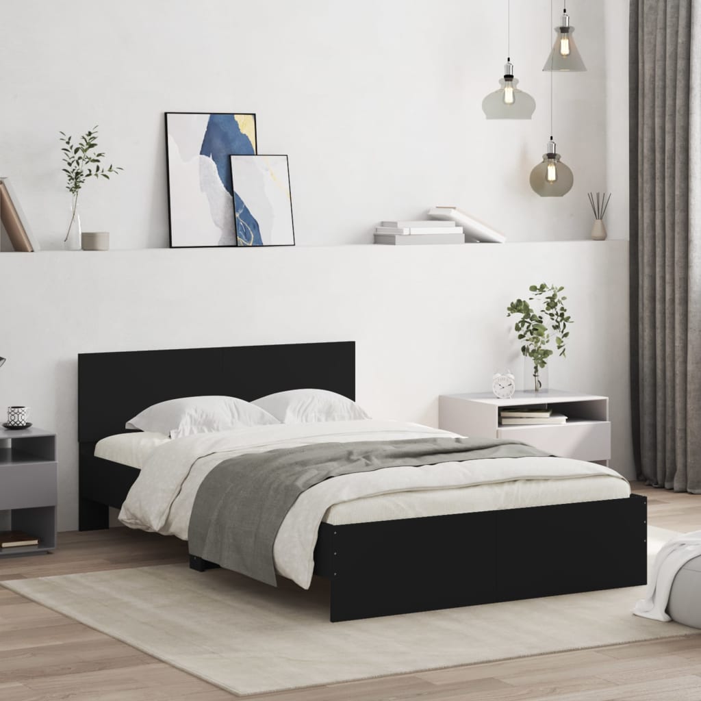Bed Frame with Headboard Black 120x200 cm - All Things Good