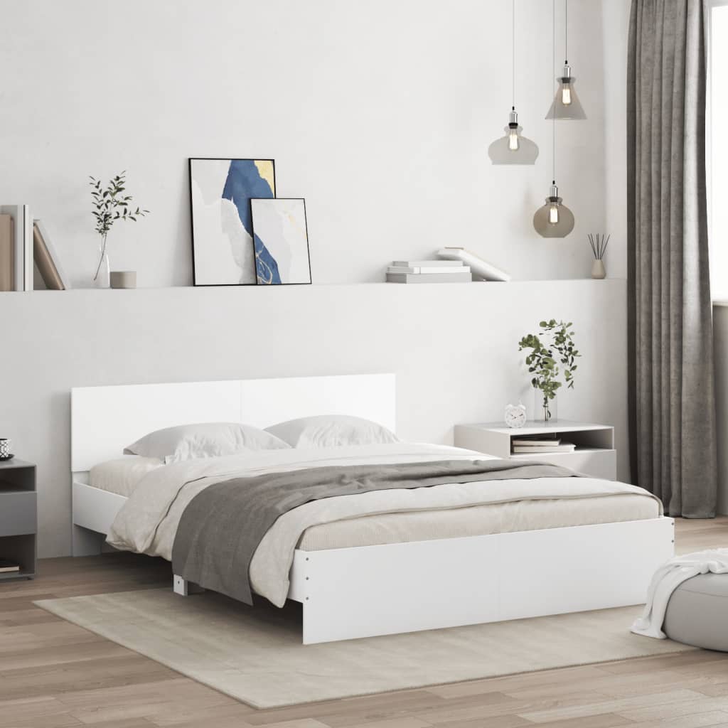 Bed Frame with Headboard White 140x190 cm - The Home Maker