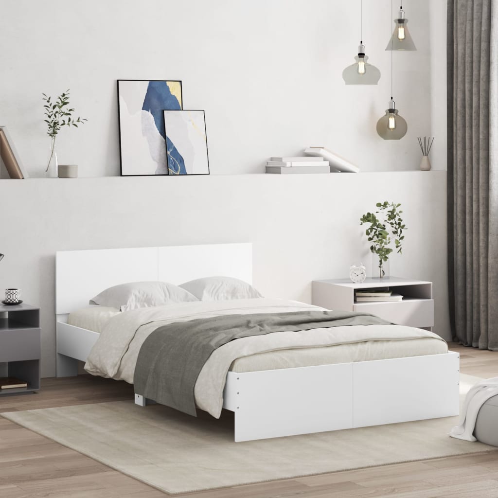 Bed Frame with Headboard White 120x190 cm Small Double - Merkel Designers