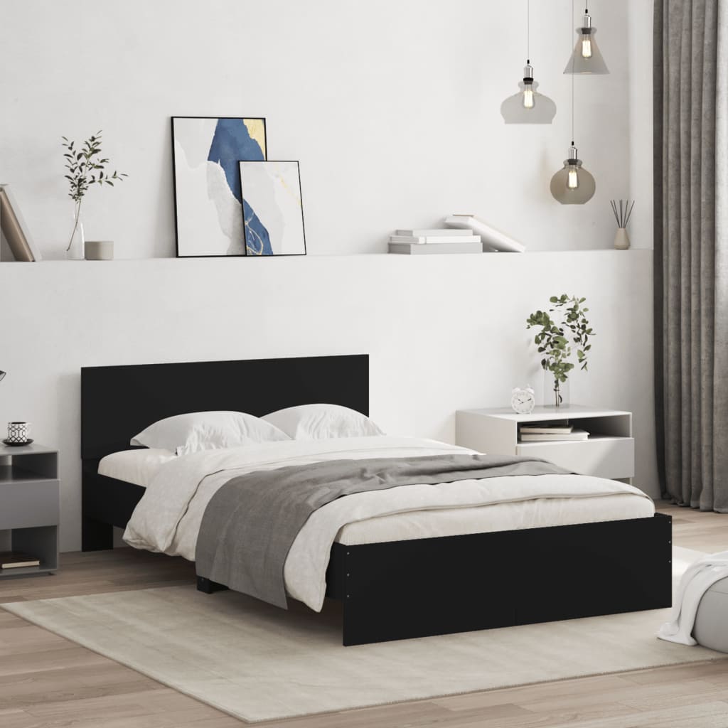 Bed Frame with Headboard Black 120x190 cm Small Double - Brittle & Co