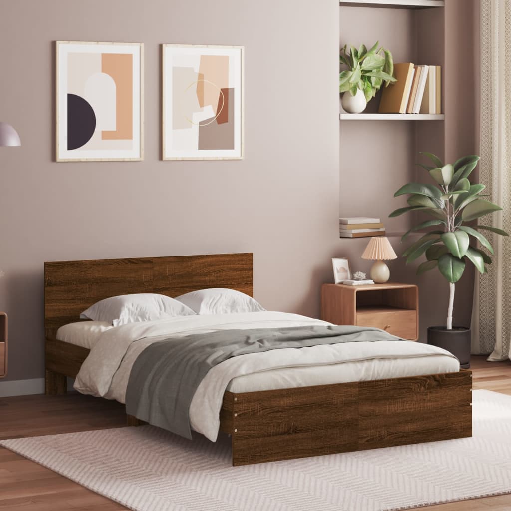 Bed Frame with Headboard Brown Oak 120x190 cm Small Double - Casper Homes