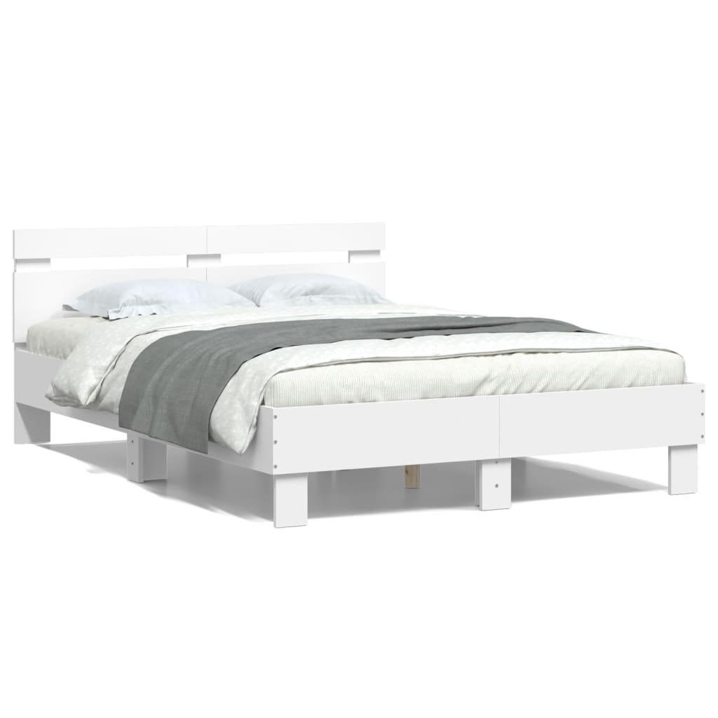 Bed Frame with Headboard and LED White 120x200 cm - Merlin Deals