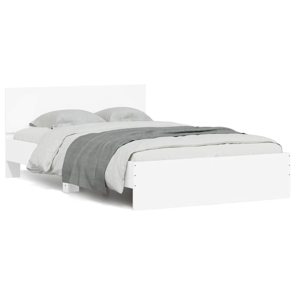 Bedframe with Headboard and LED White 120x200cm - R and M Furniture